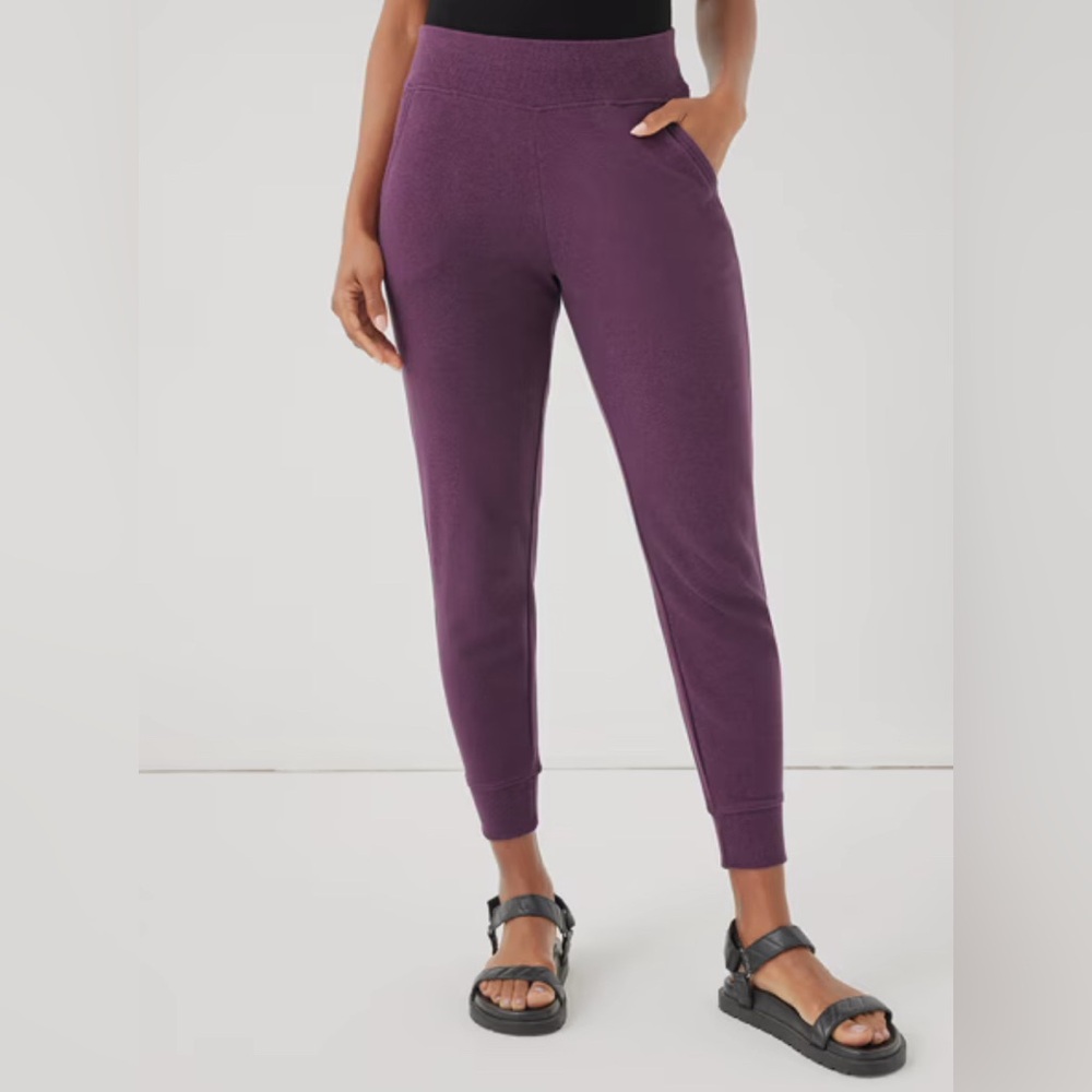 Pact Organic Cotton Winter Heather Bloom Airplane High Rise Joggers Size Small